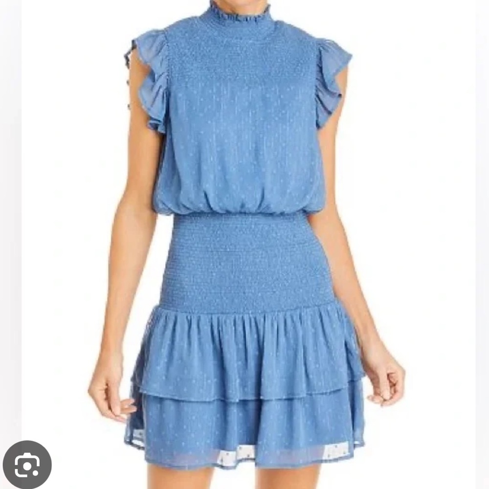 Aqua ruffle smocked dress